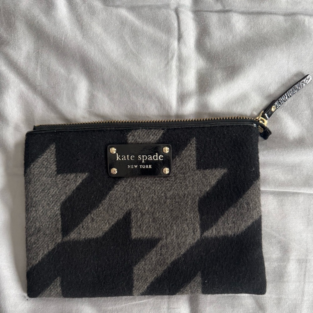 Kate Spade Black and Gray Wool Clutch